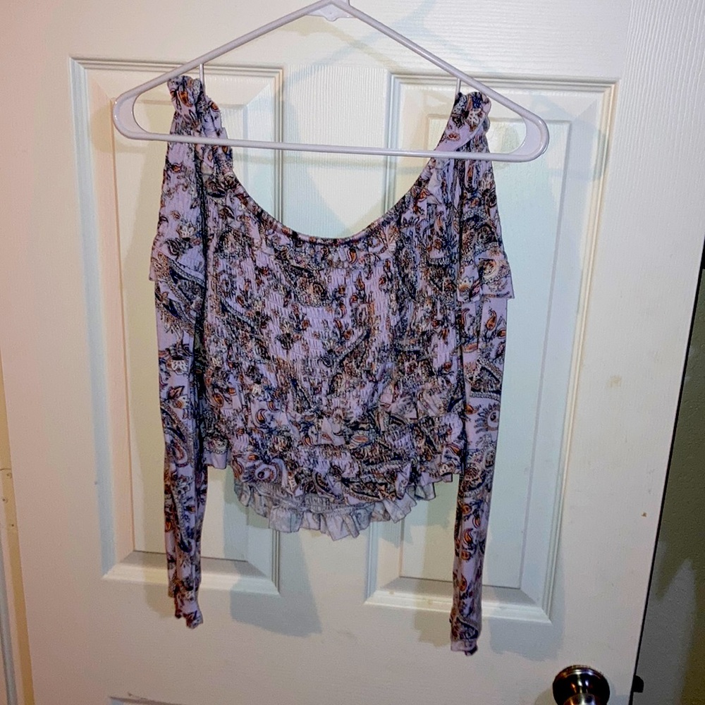 Long-sleeved floral crop top - Large